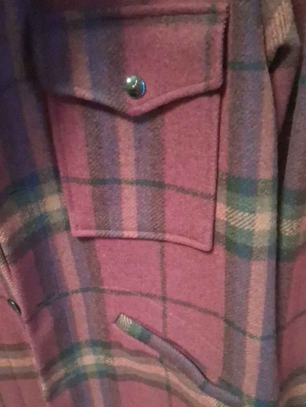 Pendleton Men's Maroon Plaid Wool Field Jacket